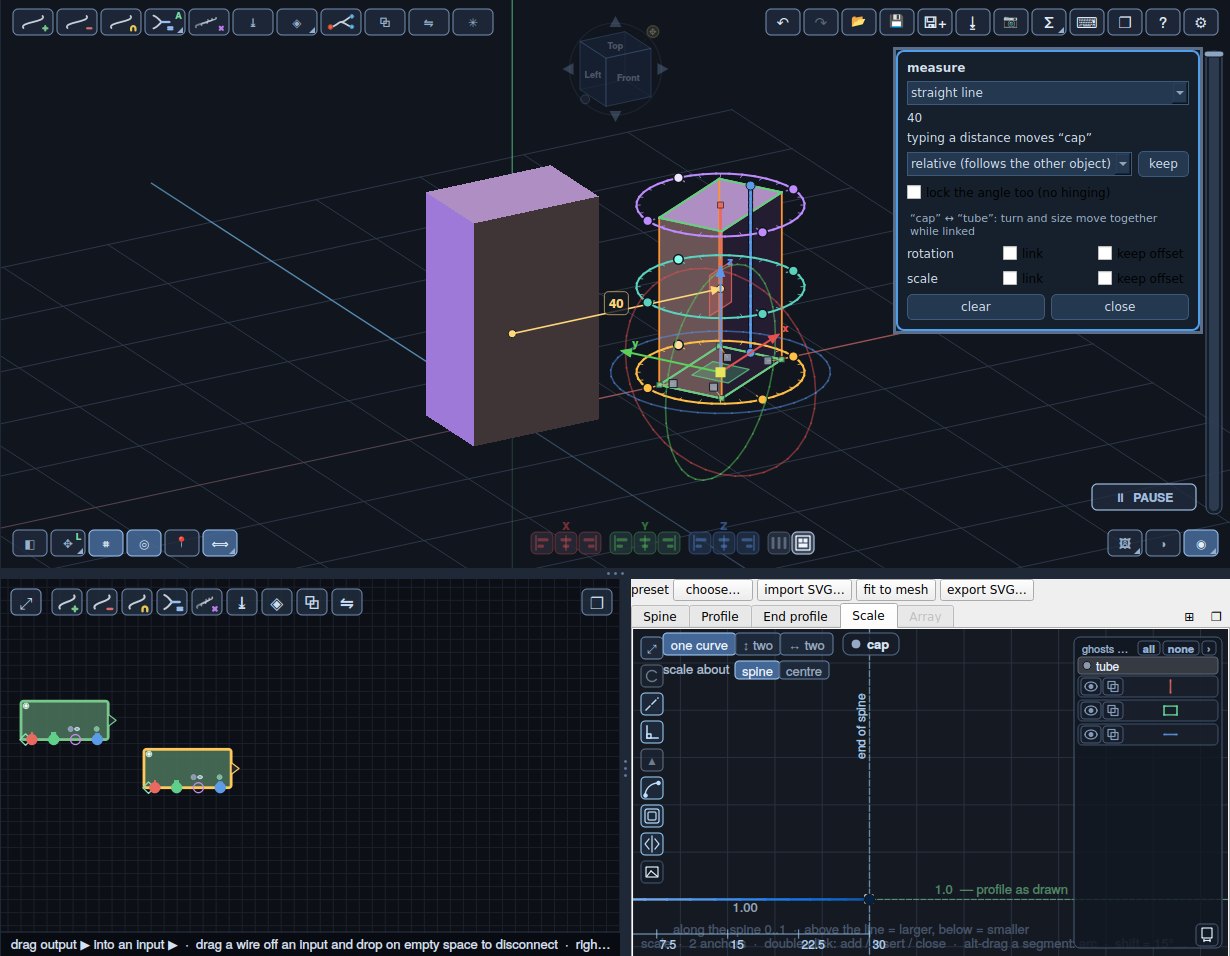 The measure window between two parts: keep the distance, link rotation and scale.