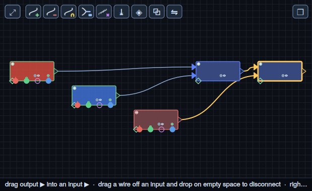 The node editor: two objects combined, then a negative one (the hole) taken out.