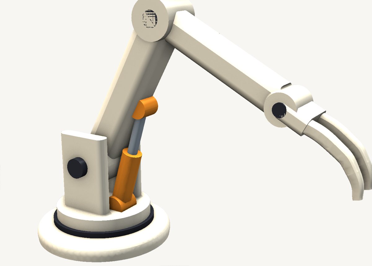 Mecha arm modelled in SweeperCAD, view 1
