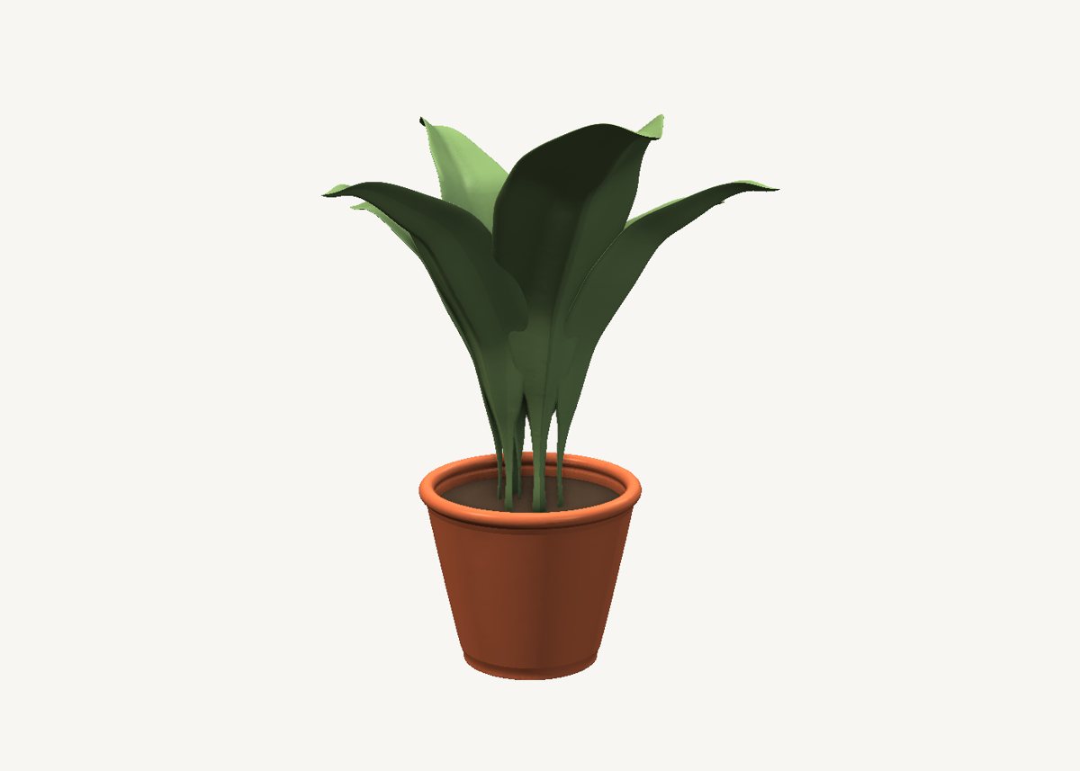 Potted plant modelled in SweeperCAD, view 1