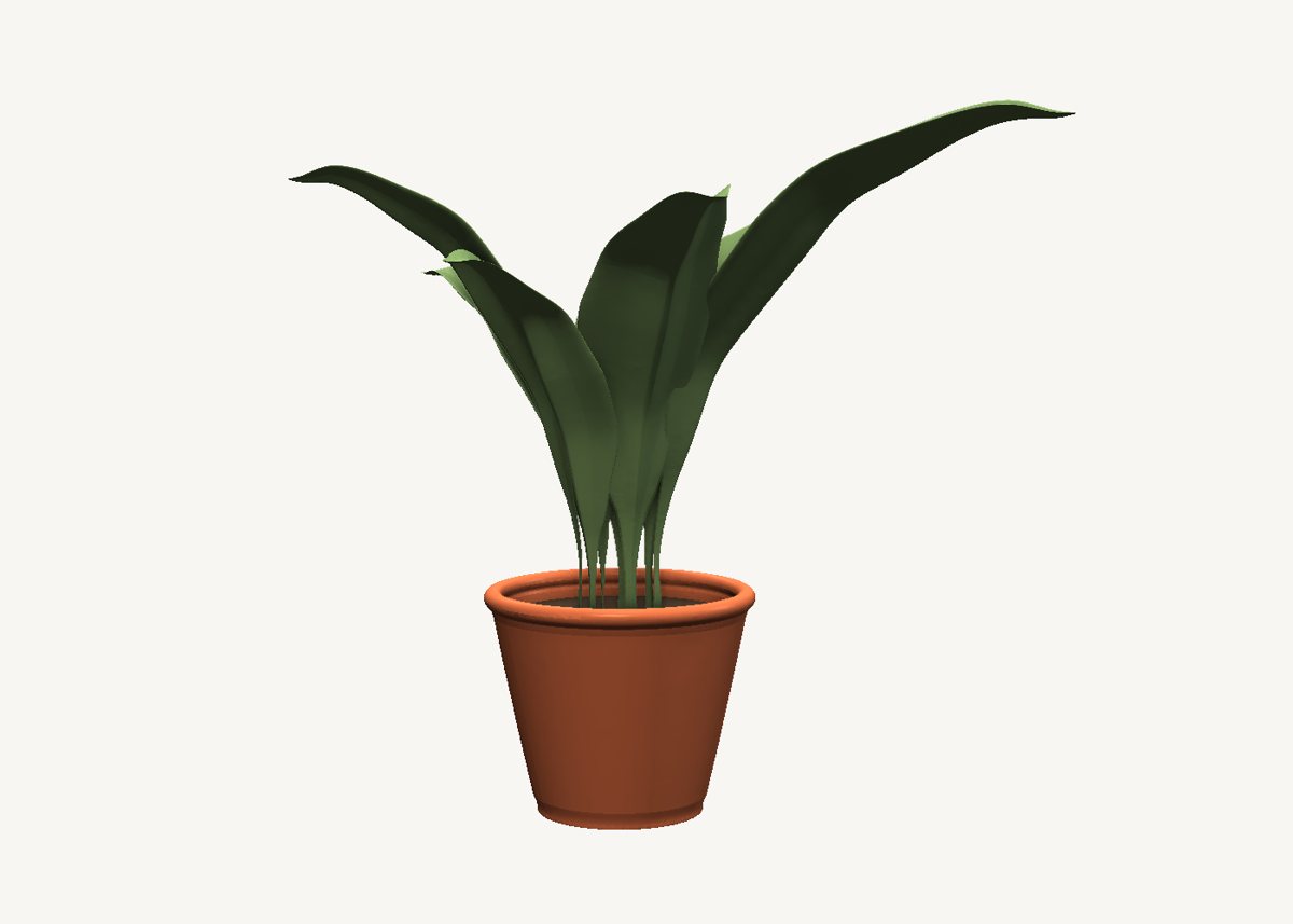 Potted plant modelled in SweeperCAD, view 3